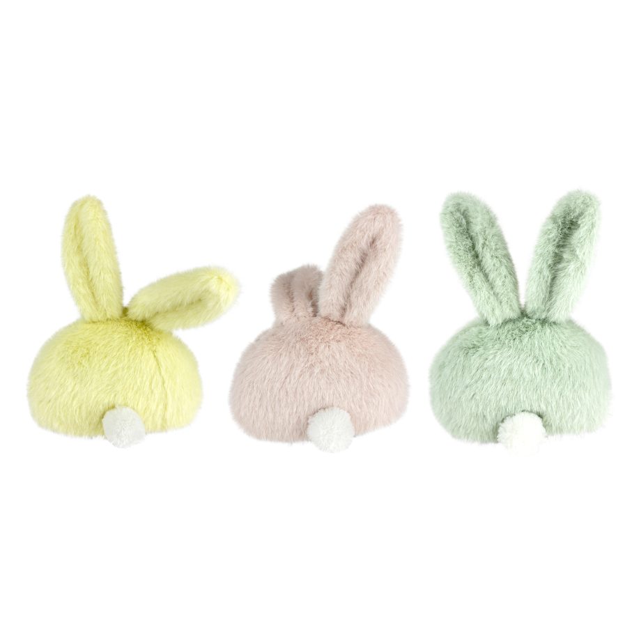 PLUSH BUNNY BACK 6" 6" PINK/GREEN/YELLOW 3/S