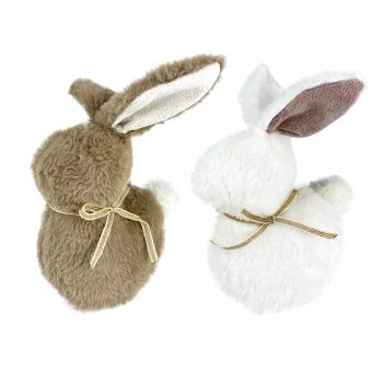 PLUSH BUNNY 10.5" CREAM/BROWN 2/S