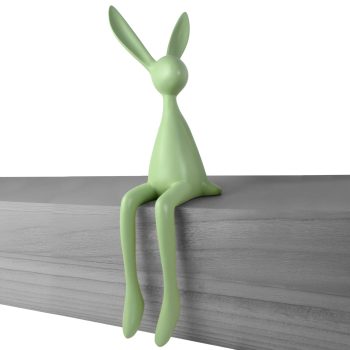 RABBIT SITTING POLY RESIN 18.5" GREEN