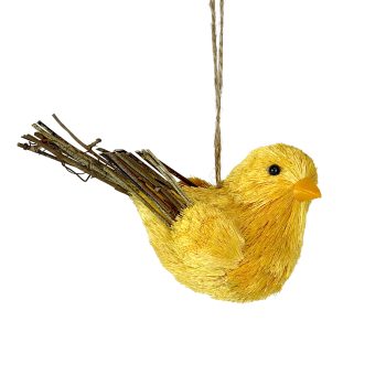 SISAL BIRD 4.5" YELLOW W/HANGER