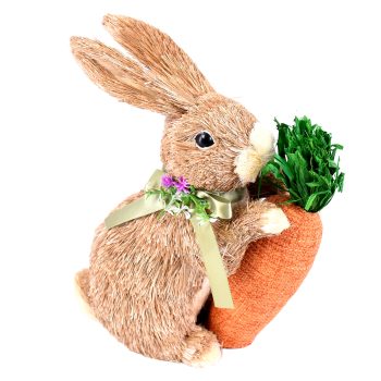 GRASS BUNNY W/CARROT 9"H