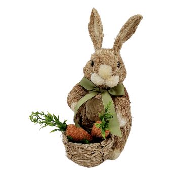 GRASS BUNNY W/BASKET 10"H