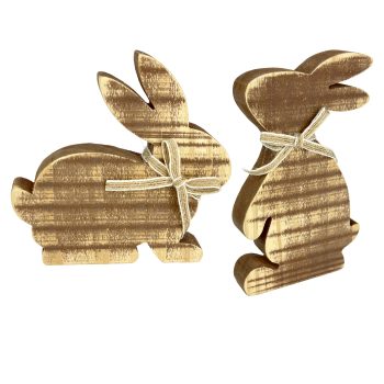 WOODEN RABBIT 6"H NATURAL BROWN FINISH