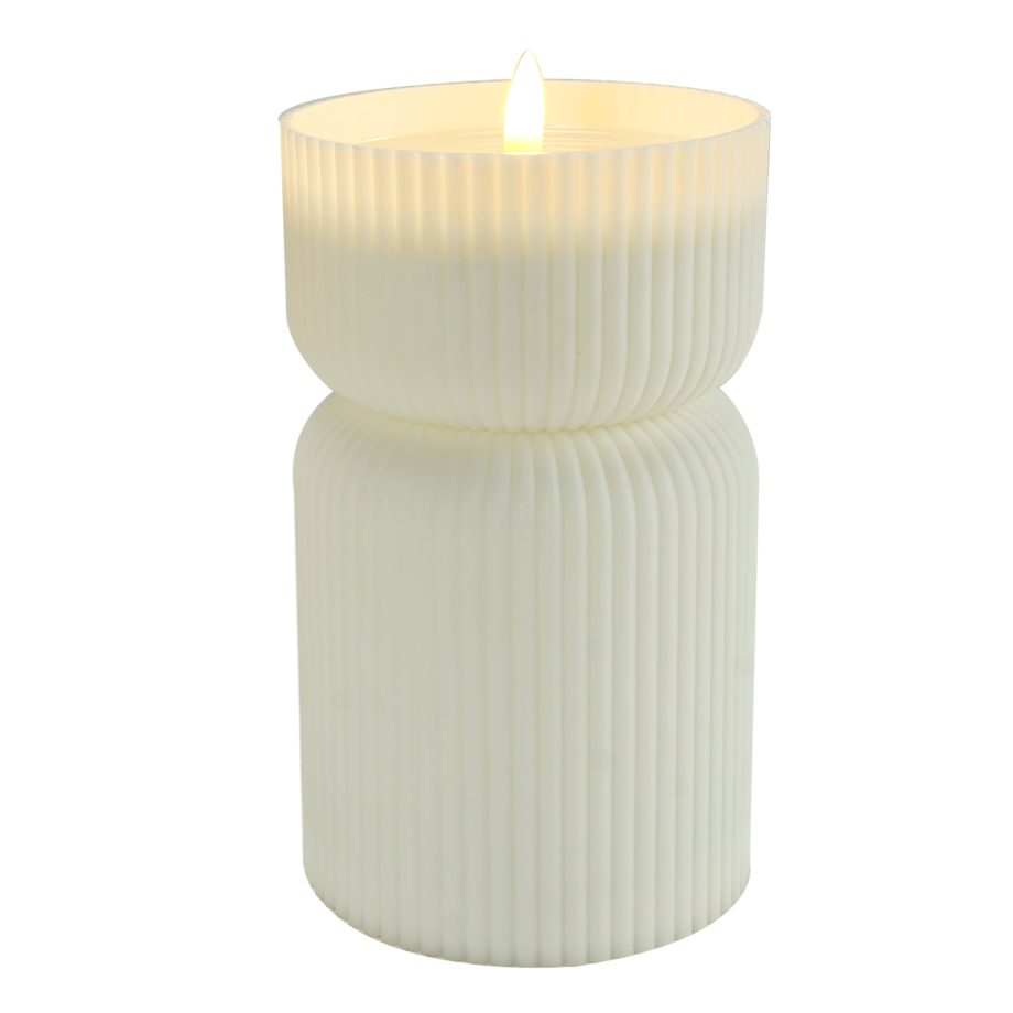 CANDLE LED O/D 4"X6.5"H 3D FLICKER FLAME 2AA W/TIMER