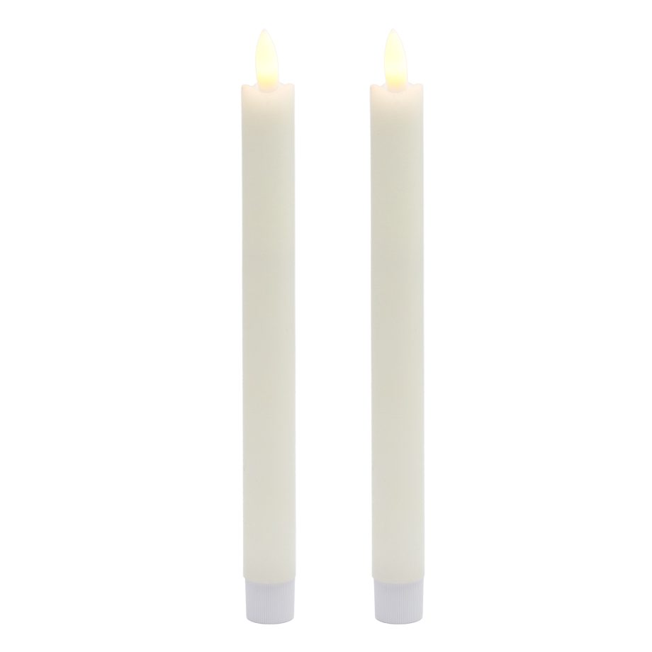 TAPER CANDLE 1"X9" 2PC 3D FLICKER FLAME 2AAA