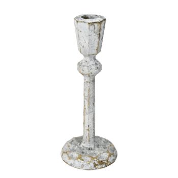 TAPER CANDLE HOLDER IRON 9"H WHITE VINTAGE FINISH