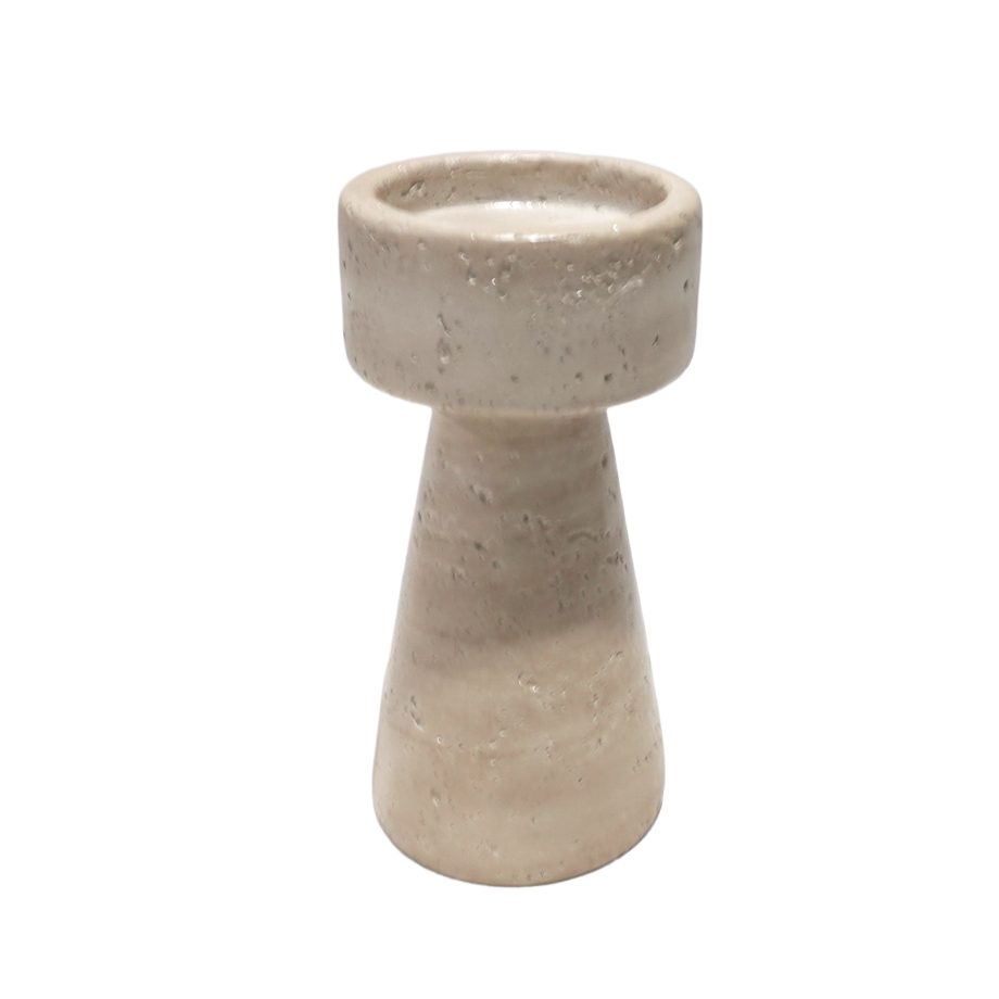 PILLAR CANDLE HOLDER CEMENT 4"X10"H NATURAL ECRU FINISH