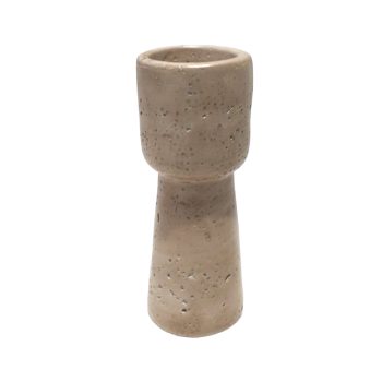 PILLAR/ TEALITE CANDLE HOLDER CEMENT 2"X6"H NATURAL ECRU FINISH
