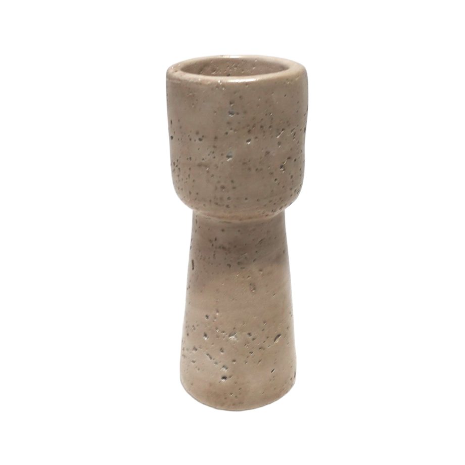 PILLAR/ TEALITE CANDLE HOLDER CEMENT 2"X6"H NATURAL ECRU FINISH