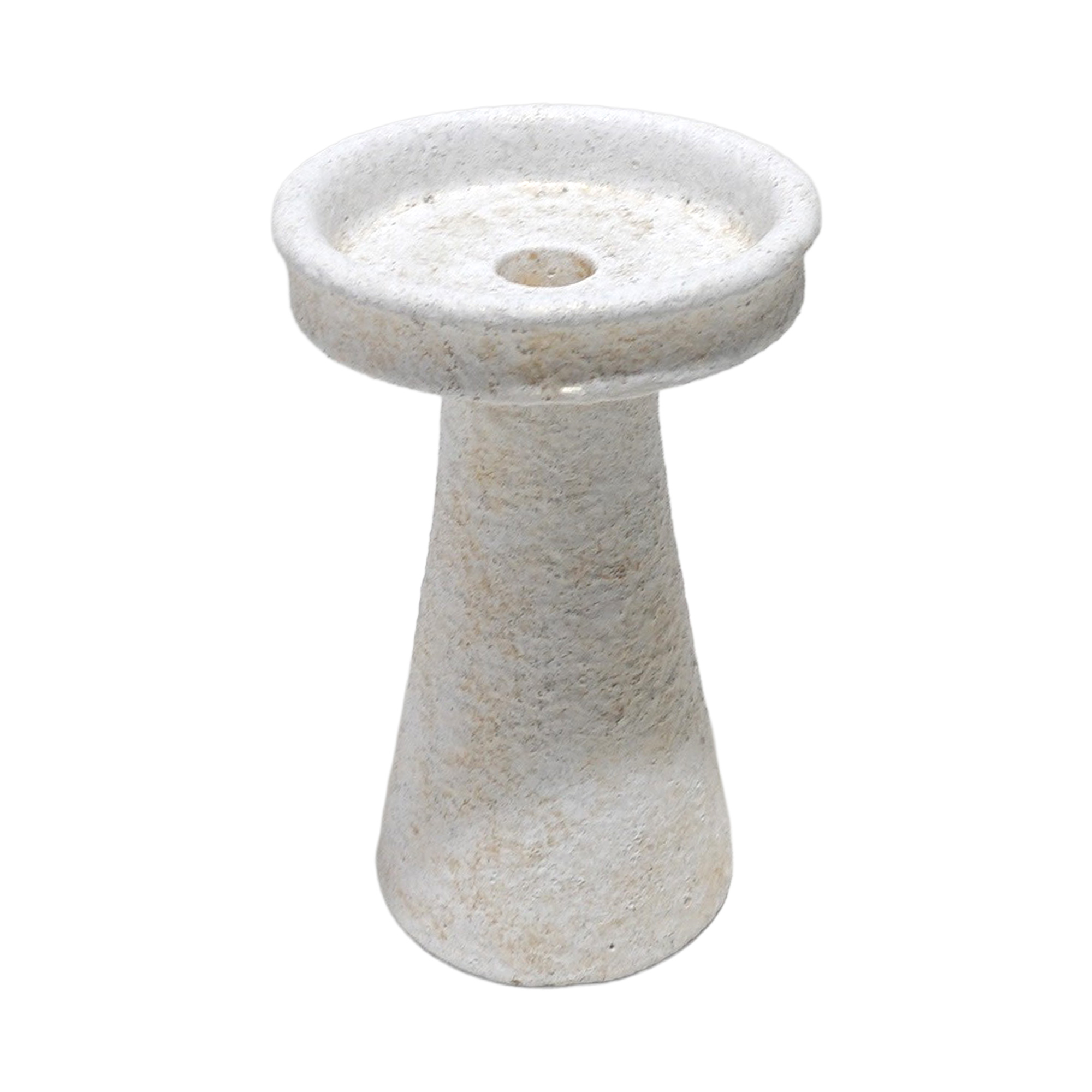 PILLAR CANDLE HOLDER CEMENT 4"X6.5"H NATURAL CREAM FINISH