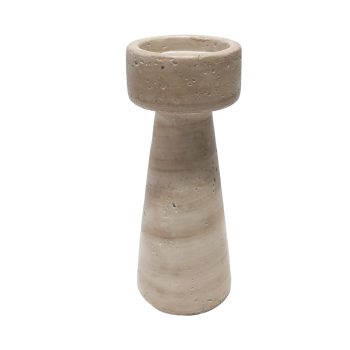 PILLAR CANDLE HOLDER CEMENT 4"X8"H NATURAL ECRU FINISH