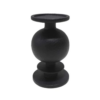 PILLAR CANDLE HOLDER POLYRESIN 4"X7"H BLACK FINISH