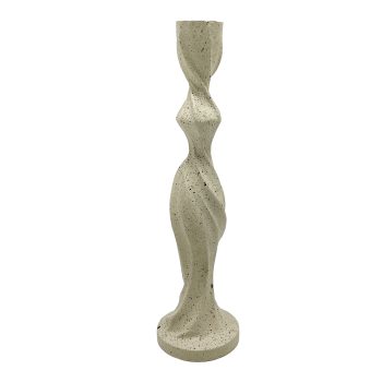 TAPER CANDLE HOLDER POLYRESIN 2.5"X10"H NATURAL ECRU