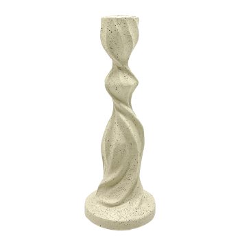 TAPER CANDLE HOLDER POLYRESIN 3"X8"H NATURAL ECRU