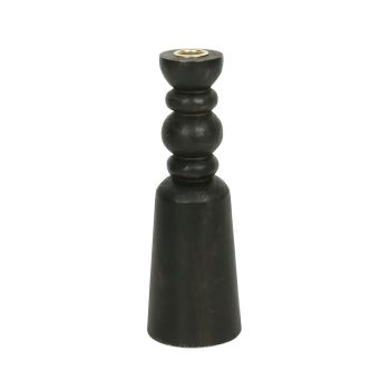 TAPER CANDLE HOLDER WOOD 3"X10" BLACK FINISH