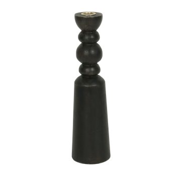 TAPER CANDLE HOLDER WOOD 3"X12.5" BLACK FINISH