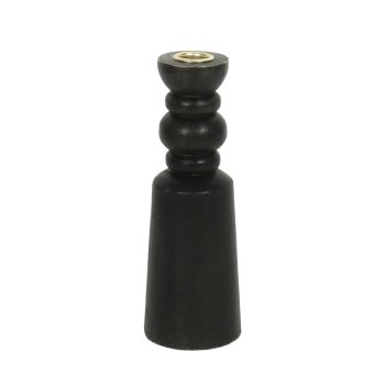 TAPER CANDLE HOLDER WOOD 3"X1.5" BLACK FINISH