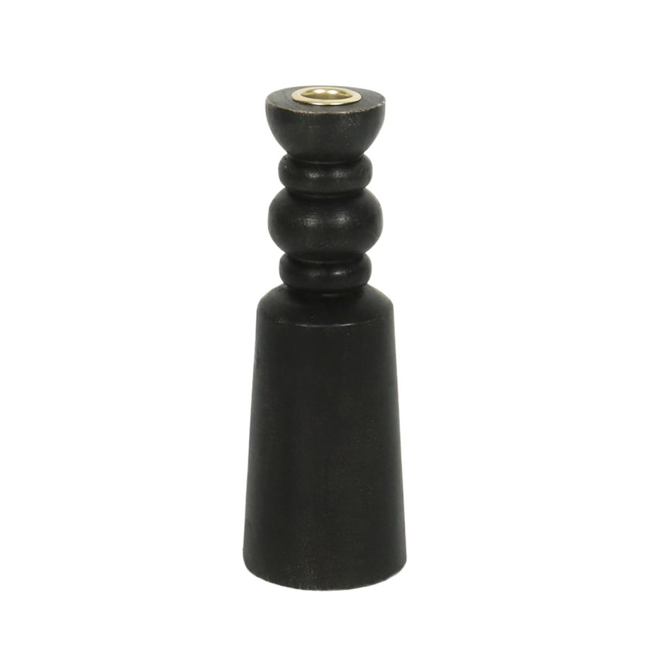 TAPER CANDLE HOLDER WOOD 3"X1.5" BLACK FINISH