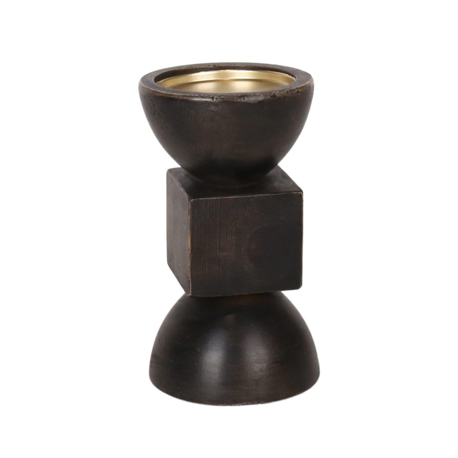 PILLAR CANDLE HOLDER WOOD 4"X17" BLACK FINISH