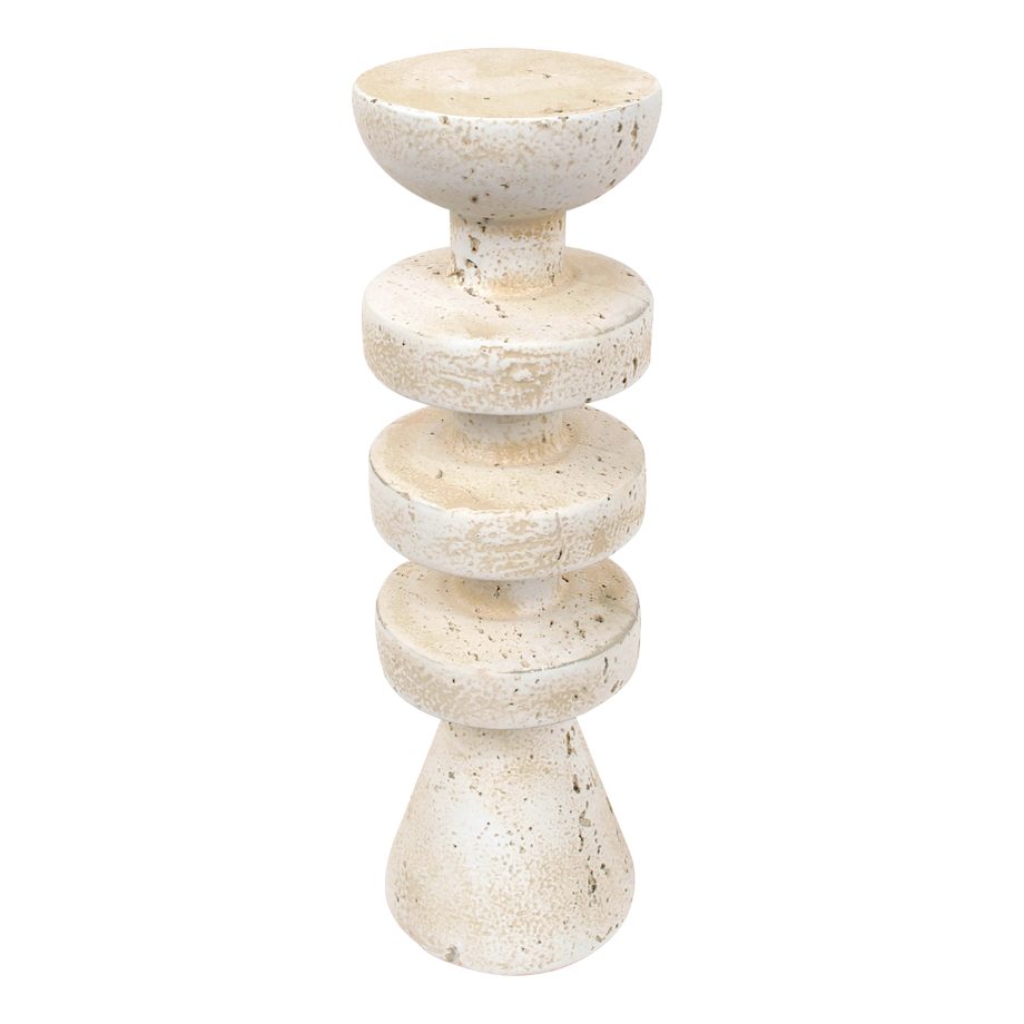 PILLAR CANDLE HOLDER 3.5"X12" MGO ECRU