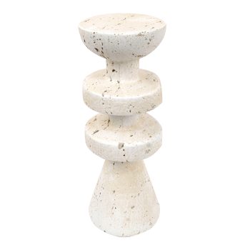 PILLAR CANDLE HOLDER 3.5"X9.5" MGO ECRU