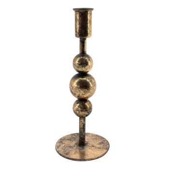 TAPER CANDLE HOLDER METAL 3"X8" ANTIQUE BRONZE