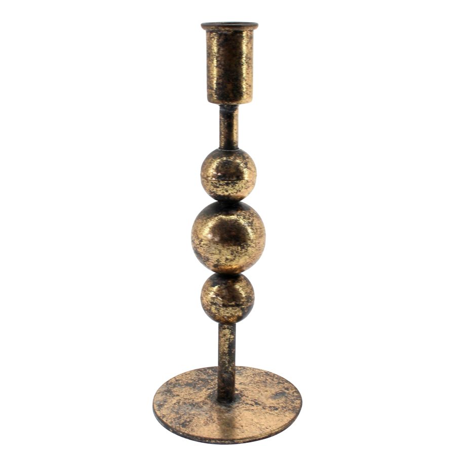 TAPER CANDLE HOLDER METAL 3"X8" ANTIQUE BRONZE