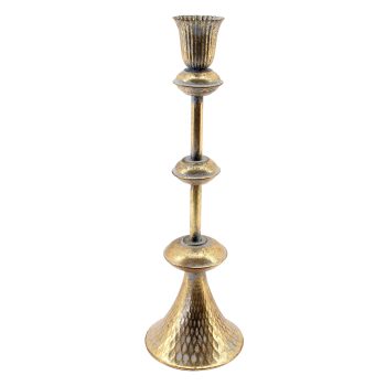 TAPER CANDLE HOLDER METAL 4"X12" ANTIQUE BRONZE