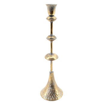 TAPER CANDLE HOLDER METAL 4"X16" ANTIQUE BRONZE