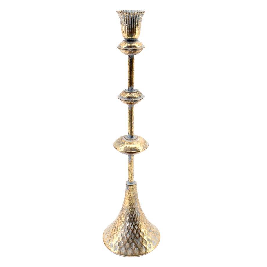 TAPER CANDLE HOLDER METAL 4"X16" ANTIQUE BRONZE