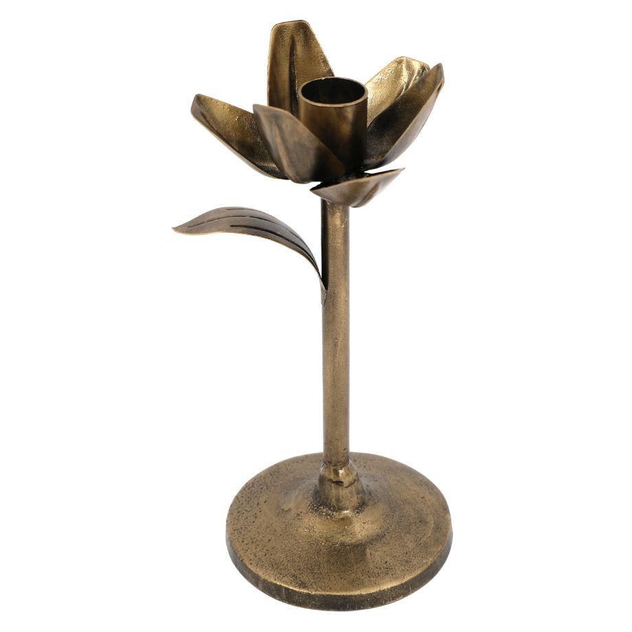 TAPER CANDLE HOLDER METAL 3.9"X7.7" NATURAL SAND FINISH