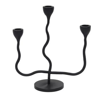 TAPER CANDLE HOLDER IRON X3 9.5"X4"X10.5"H BLACK FINISH