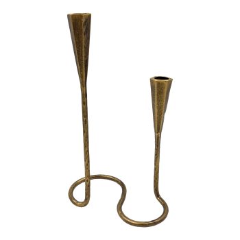 TAPER CANDLE HOLDER IRON X 2 7"X4"X12" BRONZE FINISH