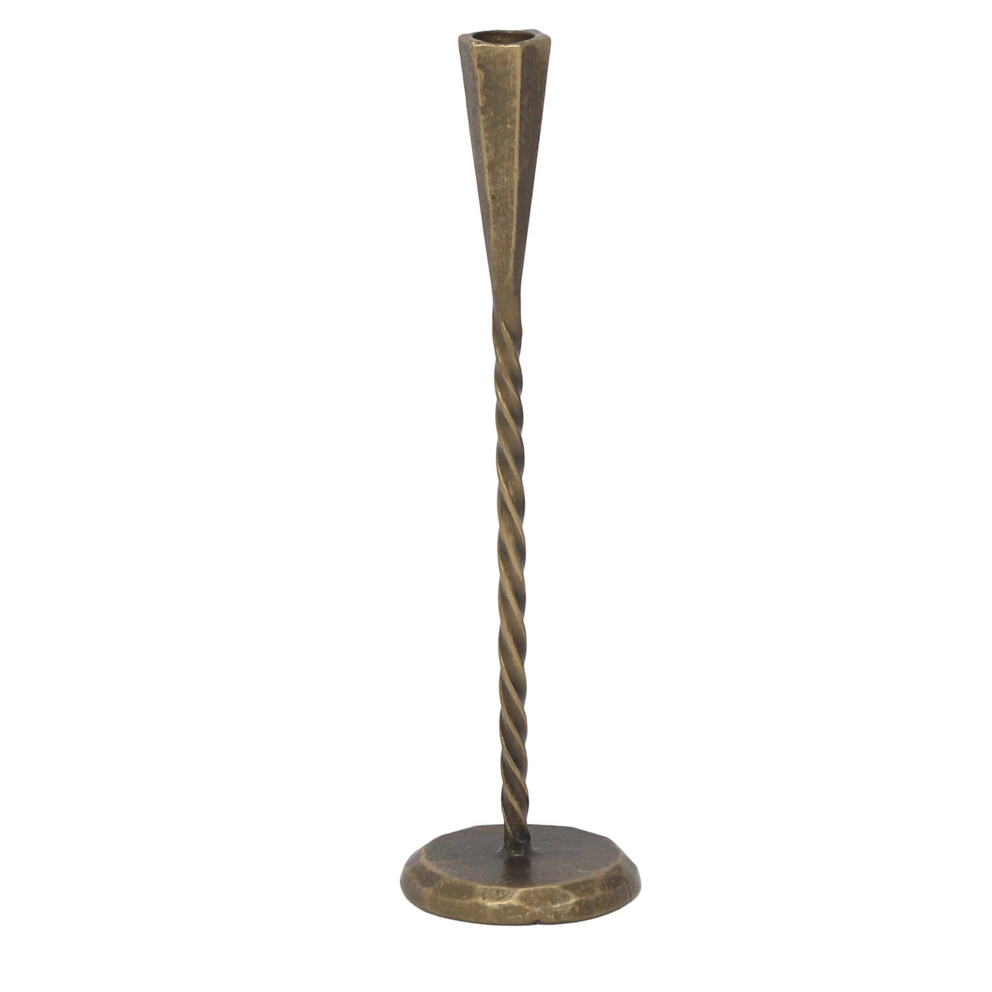 TAPER CANDLE HOLDER IRON TWIST 3.5"X12" BRONZE FINISH