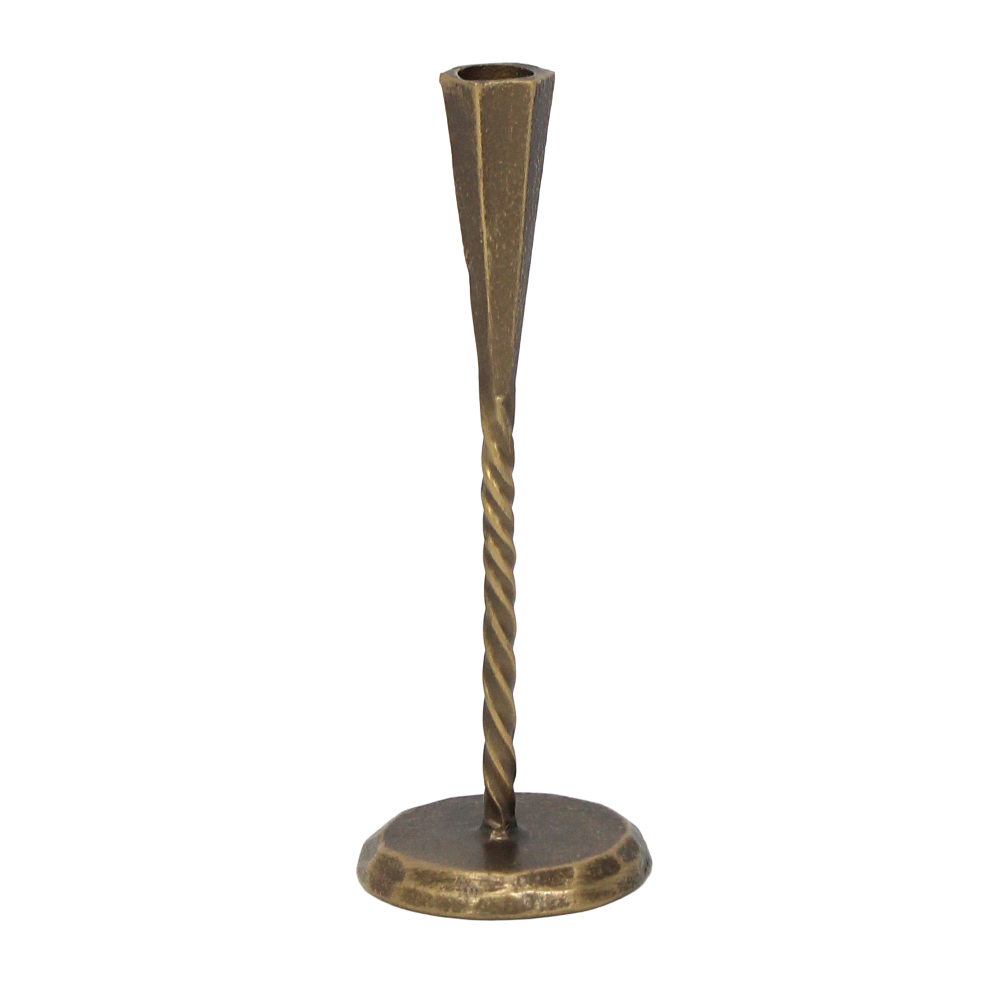 TAPER CANDLE HOLDER IRON TWIST 3.5"X9.5" BRONZE FINISH