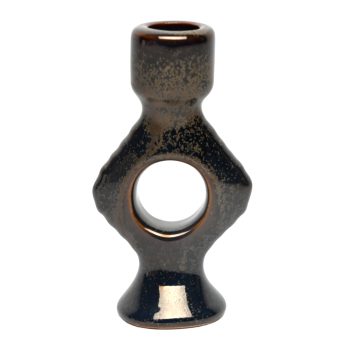 TAPER CANDLE HOLDER CERAMIC 3"X2"X5" BRONZE FINISH