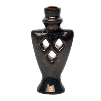 TAPER CANDLE HOLDER CERAMIC 3.5X2"X7" BRONZE FINISH