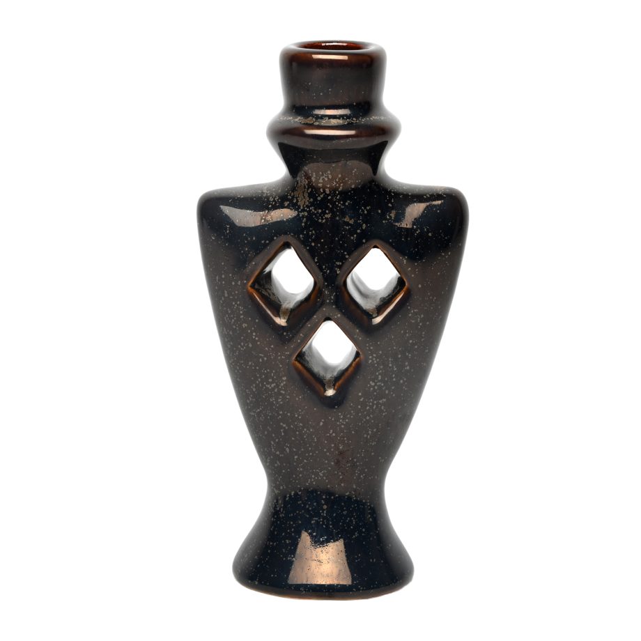 TAPER CANDLE HOLDER CERAMIC 3.5X2"X7" BRONZE FINISH
