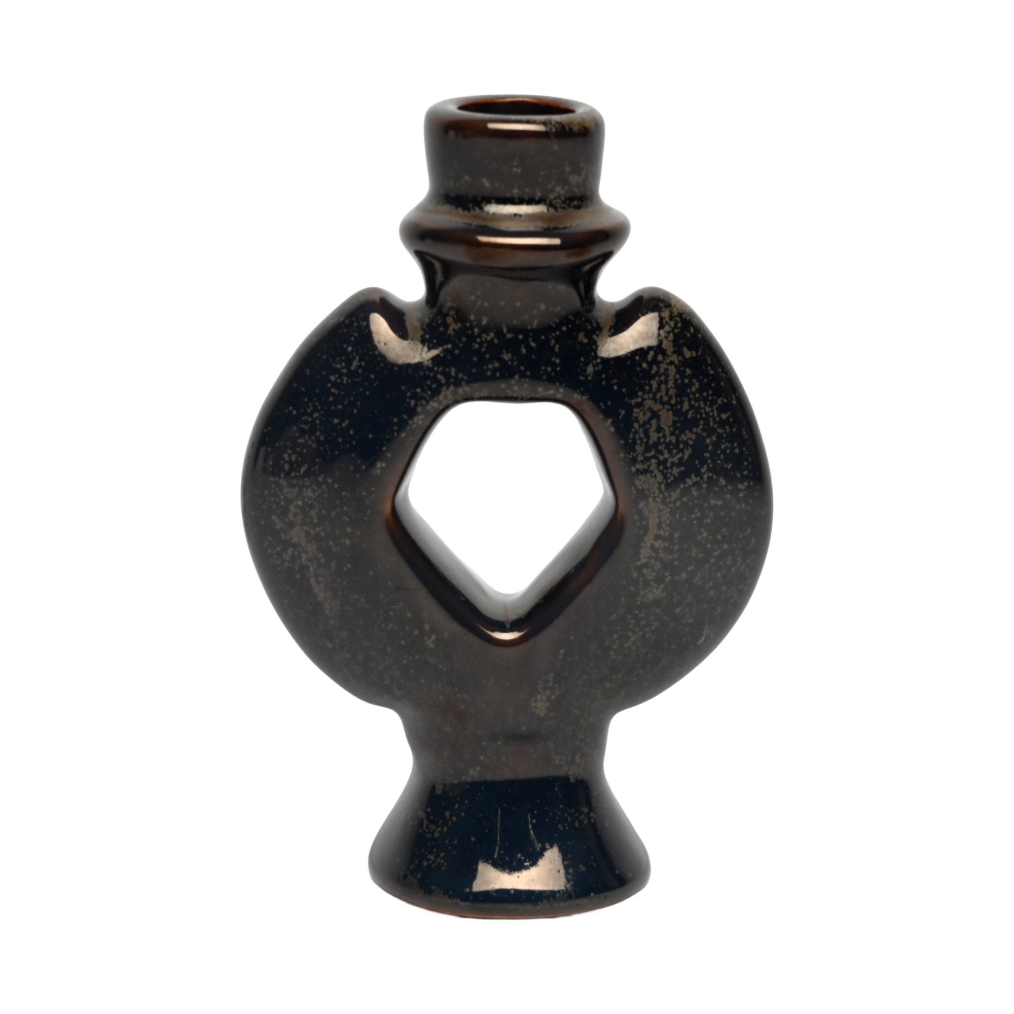 TAPER CANDLE HOLDER CERAMIC 4"X2"X6" BRONZE FINISH