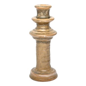 TAPER CANDLE HOLDER CERAMIC 4"X4"X10" SAND FINISH