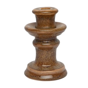 TAPER CANDLE HOLDER CERAMIC 4"X4"X6" BRONZE FINISH