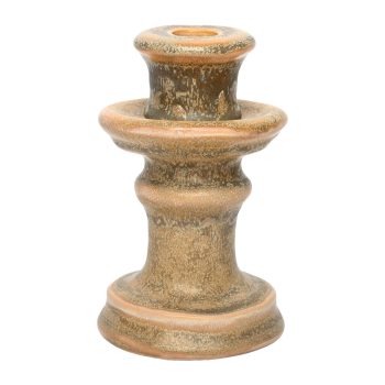 TAPER CANDLE HOLDER CERAMIC 4"X4"X6" GREEN FINISH