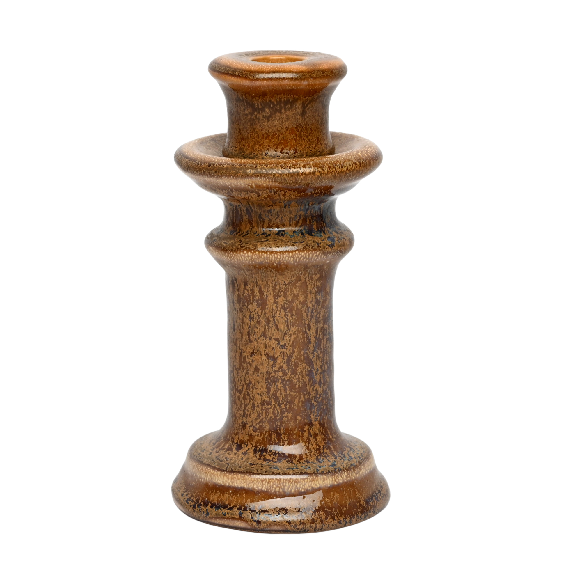 TAPER CANDLE HOLDER CERAMIC 4"X4"X7.5" BRONZE FINISH
