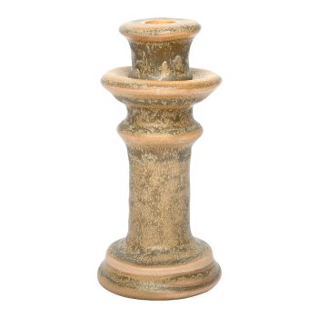 TAPER CANDLE HOLDER CERAMIC 4"X4"X7.5" GREEN FINISH