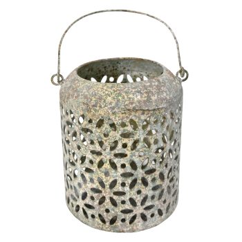 METAL LANTERN 12" ANTIQUE GREEN VINTAGE FINISH