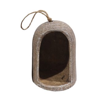 CANDLE LANTERN CERAMIC 5"X7"H NATURAL STONE FINISH