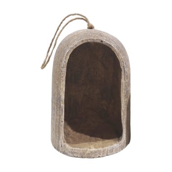 CANDLE LANTERN CERAMIC 7"X9.5"H NATURAL STONE FINISH