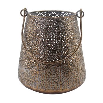 METAL LANTERN 6"X6"H ANTIQUE BRONZE FINISH