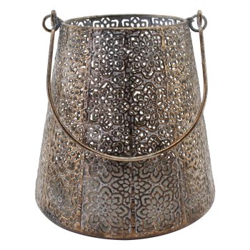 METAL LANTERN 7"X7"H ANTIQUE BRONZE FINISH