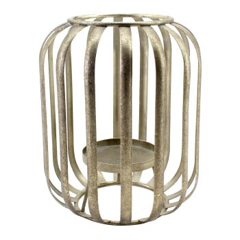 METAL LANTERN 8"X7.5"H CHAMPAGNE FINISH